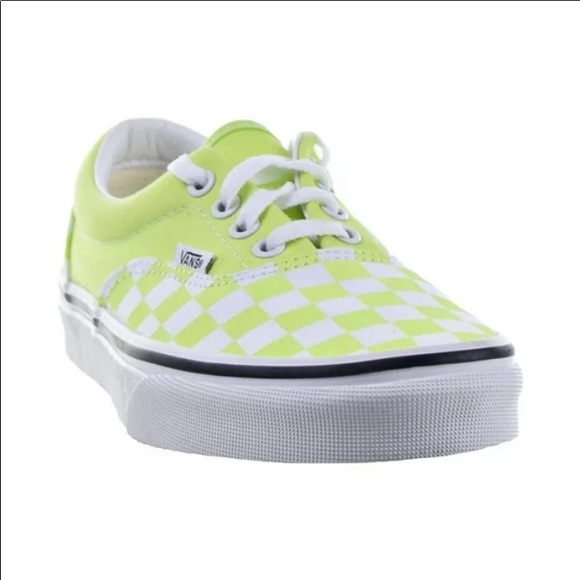 New!! (size 8) Mens Vans Era Checkerboard Shoes Sharp Green-True White - Picture 1 of 4